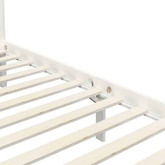 Canopy Bed Frame with 2 Drawers White Solid Pine Wood 100x200cm