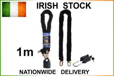 1m Heavy Duty Chain Lock & Padlock 0.4in/10mm THICK !