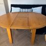 Oak round extending dining table with bench & chair Image 2