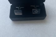 Silver plated rectangular boxed cuff links
