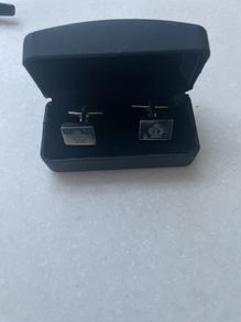 Silver plated rectangular boxed cuff links
