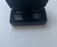 Silver plated rectangular boxed cuff links