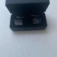 Silver plated rectangular boxed cuff links