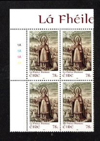 2008 Ireland St Patrick's Day Commemorative Stamp Plate Block 1A1A1A1A Mint Never Hinged (MNH)