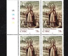 2008 Ireland St Patrick's Day Commemorative Stamp Plate Block 1A1A1A1A Mint Never Hinged (MNH)