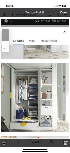 Smastad loft bed, wardrobe, drawers and desk