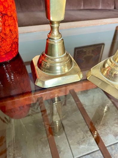 Pair Gun Barrel Deco Era Brass Candlesticks Early 20th Century