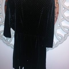 Black velvet mini skater dress