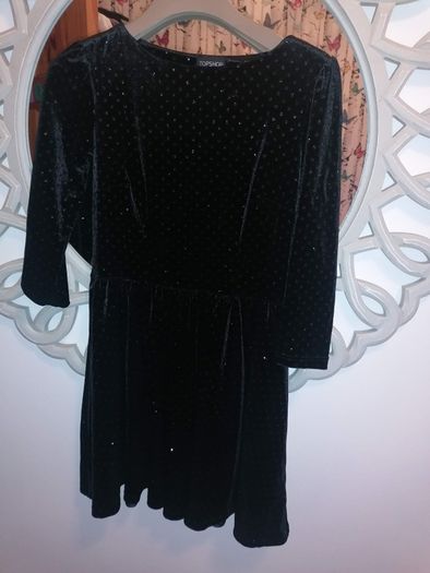 Black velvet mini skater dress