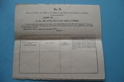 1853 Form of Notice of Claim to Office of Peace County Wexford