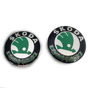2pcs Sticker 80mm 90mm 3D Car Emblem Badge Hood Front Rear Trunk Logo For Skoda Fabia 1 2 Octavia a7 RS Superb Rapid Yeti Karoq