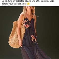 Hope & Ivy inaya tie strap midi dress navy size 8-10