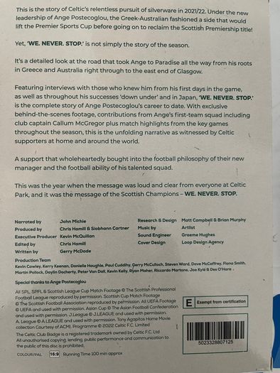 Celtic- We Never Stop DVD
