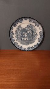 Fabulous Antique Dark Blue Flow 8 Inch Plate by Gater Hall & Co. Burslem, Staffordshire, in the Fortaleza pattern, Circa 1907-1920