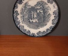 Fabulous Antique Dark Blue Flow 8 Inch Plate by Gater Hall & Co. Burslem, Staffordshire, in the Fortaleza pattern, Circa 1907-1920