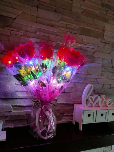 Rose Led Glow For Valentine's 50cm Red