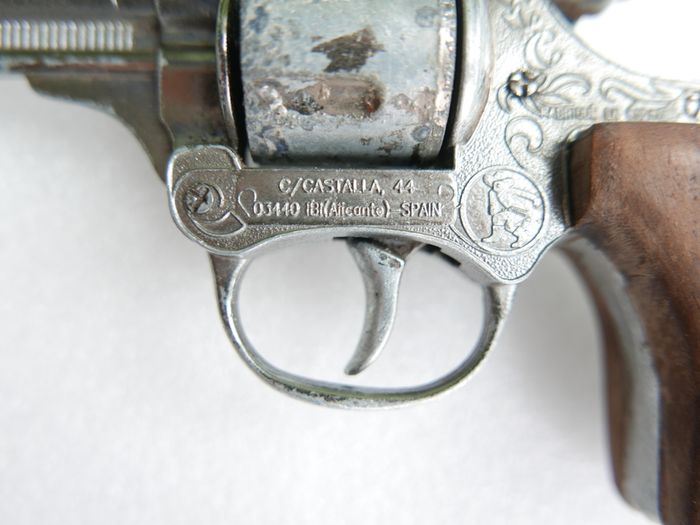 Vintage 60s Metal Cap Gun Firecracker Pistol, Wooden Handle