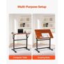 Drafting Table, Adjustable 0-90 Tilt Drawing Desk, Portable Artist Table with Black H-Frame and Brown Desktop Image 3