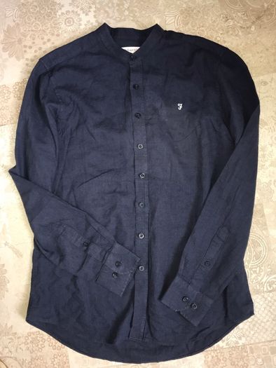 Farah shirt navy linen blend size small New with tags