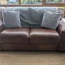 Brown faux-leather two-seater sofa Image 4