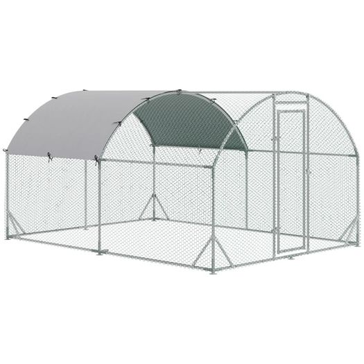 Walk In Chicken Run Galvanised Chicken Coop Hen Poultry House Cage Rabbit Hutch Pet Playpen Garden with Water-Resist Cover, 2.8 x 3.8 x 2m