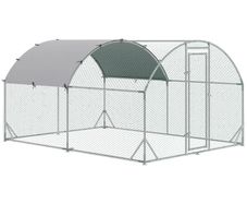 Walk In Chicken Run Galvanised Chicken Coop Hen Poultry House Cage Rabbit Hutch Pet Playpen Garden with Water-Resist Cover, 2.8 x 3.8 x 2m