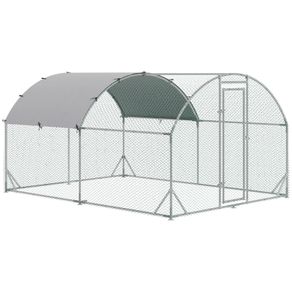 Walk In Chicken Run Galvanised Chicken Coop Hen Poultry House Cage Rabbit Hutch Pet Playpen Garden with Water-Resist Cover, 2.8 x 3.8 x 2m
