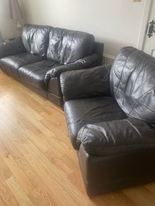 Leather 2-Seater & Armchair Sofa Set