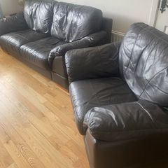 Leather 2-Seater & Armchair Sofa Set
