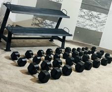 Hex Dumbbells With 2 Tier Rack