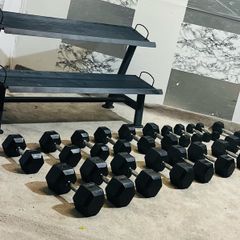 Hex Dumbbells With 2 Tier Rack