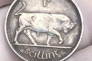 1928 Shilling Irish Silver 75% AU/UNC