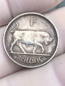 1928 Shilling Irish Silver 75% AU/UNC