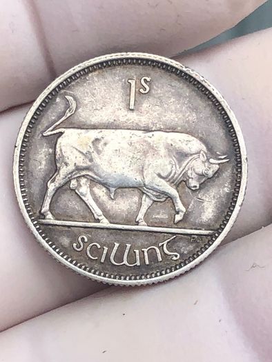 1928 Shilling Irish Silver 75% AU/UNC