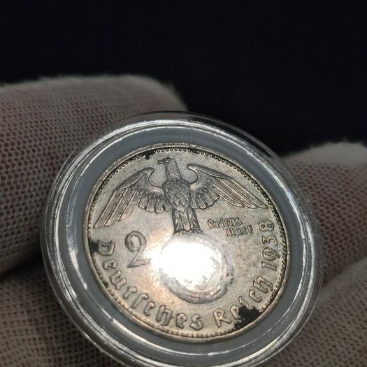 2 Reichsmark 1938 G Karlsruhe WW2 Silver Coin third Reich