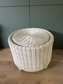 White Rattan Storage Footstool / Seat Meadows & Byrne
