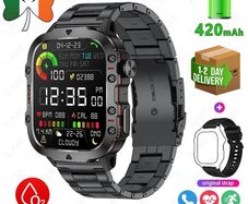 New Smart Watch: 1.96-Inch Screen, 420mAh Battery, Bluetooth Call, Voice Assist