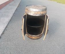 Whiskey barrel drinks cabinet
