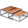 Two Piece Coffee Table Set Solid Acacia Wood Image 3