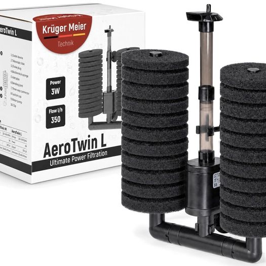 Kruger Meier AeroTwin L - Internal Sponge Filter 60 - 120l