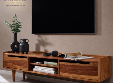 145cm Solid Wood TV Unit Sheesham TV Stand Storage Cabinet