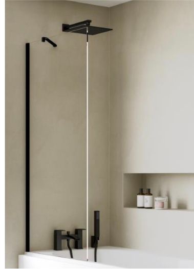 Bath screen - Matt black fixed