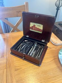 Antique NY Dentist Company Box with Instruments