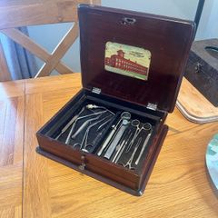 Antique NY Dentist Company Box with Instruments