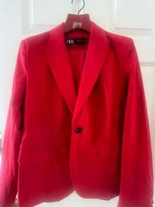 Zara red trouser suit and blazer
