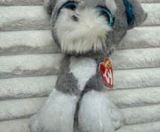 Ty Beanie Boo Whiskers approx. 6 Plush Schnauzer Dog Please look at the pictures