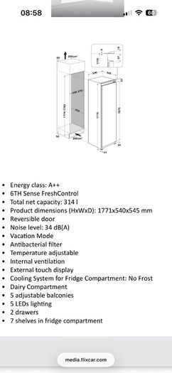 Whirpool integrated fridge