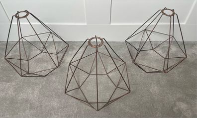 2 geometric metal industrial light shades