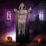 69inch Halloween Animated Grim Reaper Decoration with Chain, Life Size Skeleton with Light-up Eyes Creepy Sound Sound Activated for Halloween Haunted House Prop Outdoor Indoor Lawn Decorations Image 5