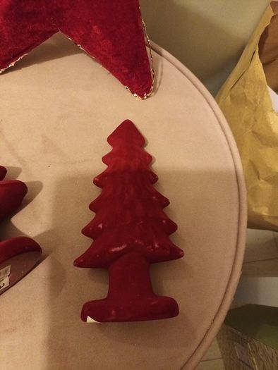 Christmas Ceramic flock covered trees &star